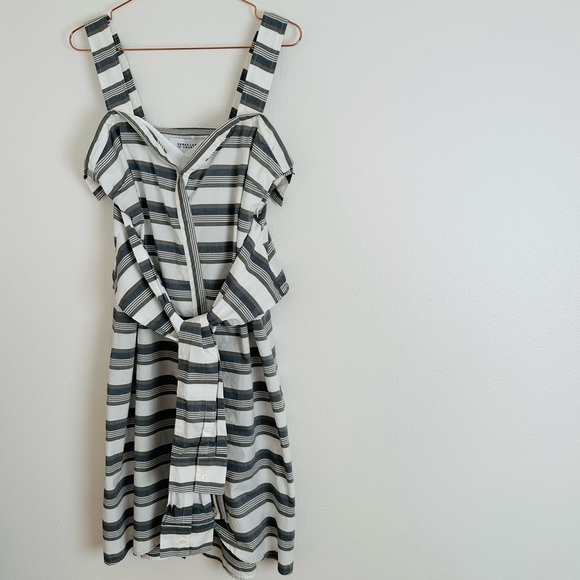 Derek Lam 10 Crosby Sleeveless Striped Tie-Front Poplin Dress Midi - Picture 7 of 9